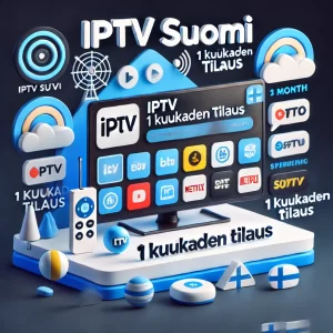 IPTVSuomi subscription 1 month with Finnish-themed design.